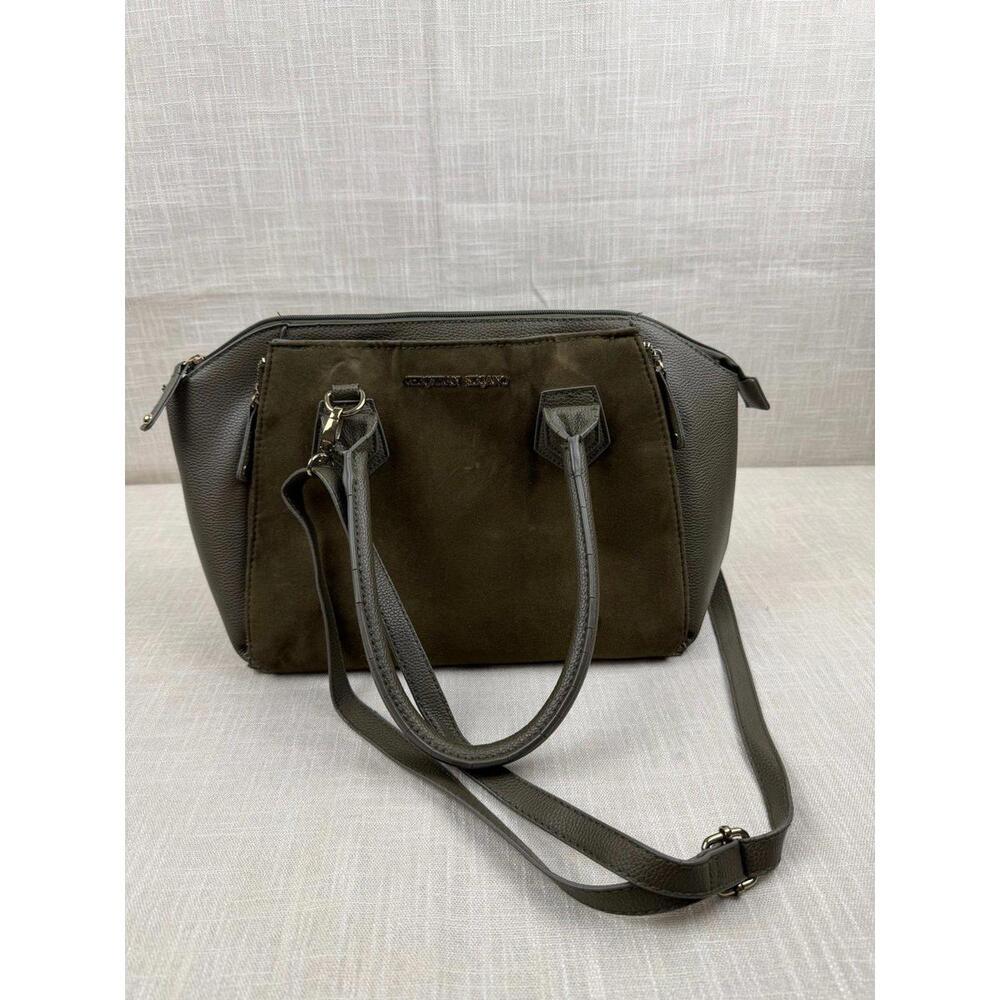Christian Siriano Olive Green‎ Suede and Leather Handbag